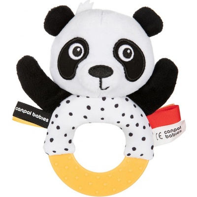Canpol Babies Plyšové senzorické chrastítko s kousátkem Panda – Zboží Mobilmania