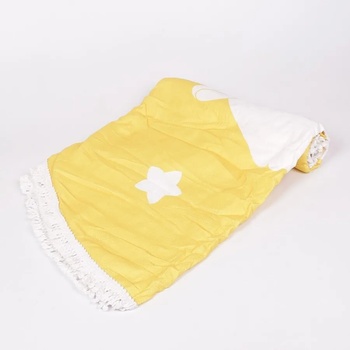 Image 1 of Кръгла плажна кърпа " Весела Лама" в жълто с лама и звезди