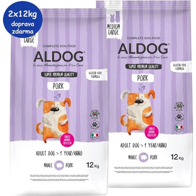 Aldog Adult Monoprotein M/L Pork & Rice 2 x 12 kg