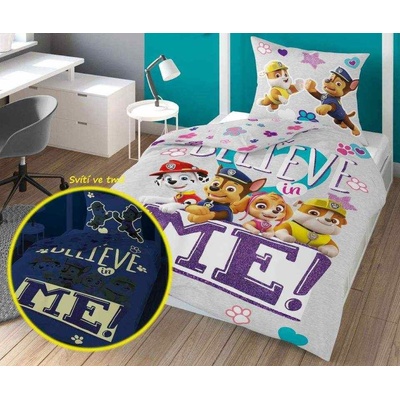 Detexpol Svietiace obliečky Paw Patrol believe Bavlna 140x200 70x80