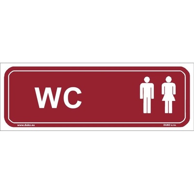 DUKO WC tabulka červená Formát: 300 x 105 mm, Materiál: plast 1 mm, samolepící vinylová fólie