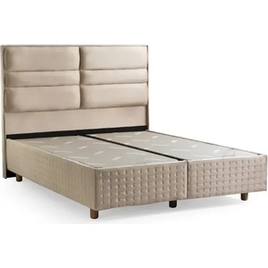  Бокспринг легло Plus S-02 150/200 см, Бежов, Повдигащ механизъм, Изцяло тапицирана