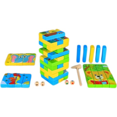 EmonaMall Дървен мултифункционален пъзел (дженга) EmonaMall - Код W3536 (W3536-200123576-6952001235766)