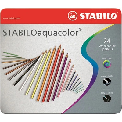Pastelky STABILO aquacolor, súprava 24 ks v kovovom puzdre