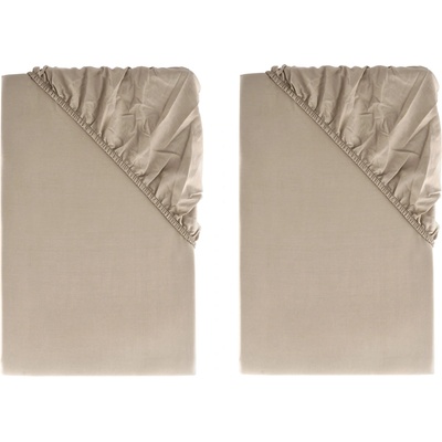 Livarno home Perkálová napínacia plachta béžová 2ks 90-100x200