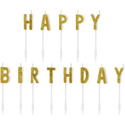 Paris Dekorace Narozeninové svíčky Happy Birthday zlaté