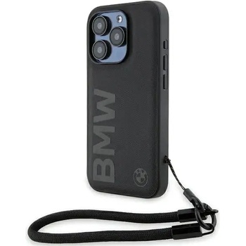 BMW Кейс BMW Signature Leather Wordmark Cord за iPhone 15 Pro, черен (BMW000780-0)