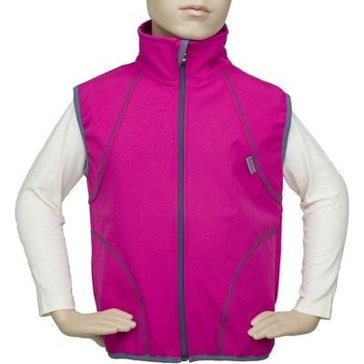 Fantom Dětská outdoorová softshellová vesta s kapucí růžová