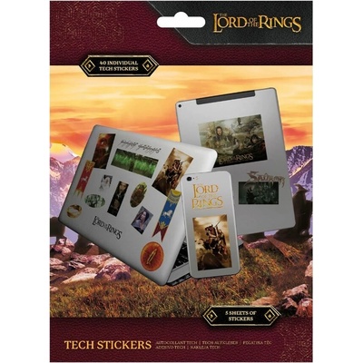 OEM Samolepky na elektroniku The Lord Of The Rings | Pán prstenů: Hrdinové a legendy (5 listů - 40 kusů | 17 x 23 cm)