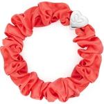 By Eloise London Silver Heart Silk Scrunchie цвят Neon Peach
