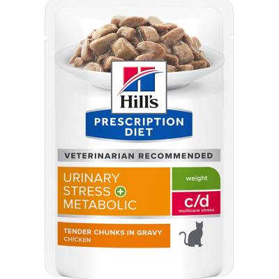 Hill's Prescription Diet, 36 x 85 g 24 + 12 zdarma c/d Multicare Urinary Stress + Metabolic kuřecí