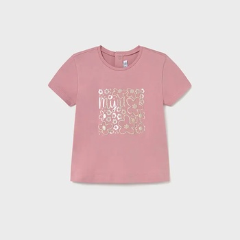 MAYORAL Тениска къс ръкав basic в розов цвят със златисти детайли за мини момиче Майорал