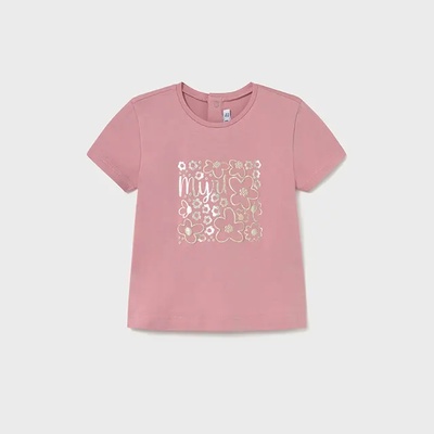 MAYORAL Тениска къс ръкав basic в розов цвят със златисти детайли за мини момиче Майорал
