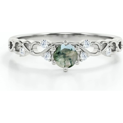 Lunica Stříbrný prsten MECHOVÝ ACHÁT 0681 6