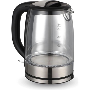 Rohnson Електрическа кана Rohnson R-7640, 2200W, Стъклена, Капацитет 1.7 л, Филтър, Прозрачен с инокс и черен (R-7640)