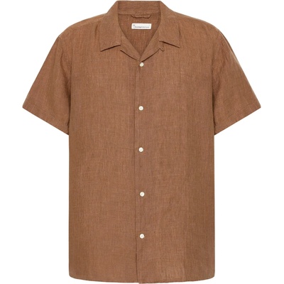 KnowledgeCotton Apparel Мъжка риза с копчета Knowledgecotton apparel Box S/S Linen Shirt - Tuffet (033-2675-0411)