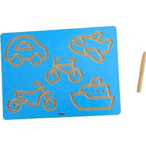 Viga Toys Тактилна дъска Viga Toys - Изписване контури на превозни средства (44700)