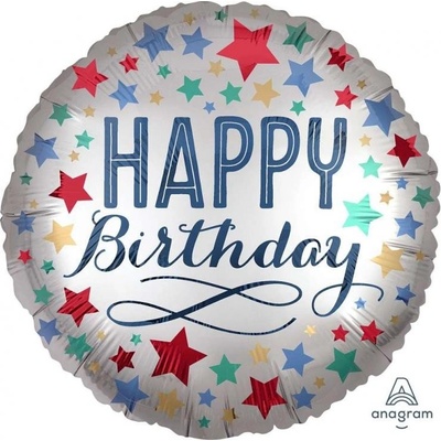 Anagram Фолиев балон "Birthday" сатен със звезди (3906501)
