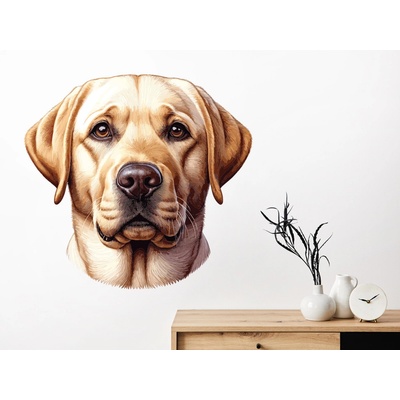 Nalepte.cz Pes Zlatý Retriever textilní prelepiteľná nálepka na stenu list 45 x 42 cm
