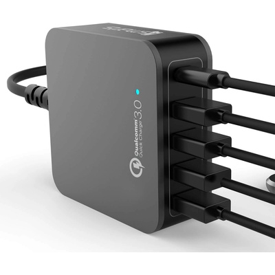 Charging Station VoltPlug Qualcomm Quick Charge 3.0 & USB Type-C 40W (12A)- захранване с 4хUSB изхода и USB-C изход