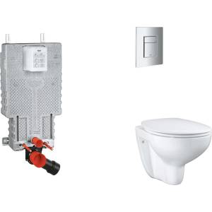 GROHE Uniset - Комплект за монтаж на стена, тоалетна чиния, седалка SoftClose и бутон Skate Cosmopolitan, хром SANI15BB2101 (SANI15BB2101)