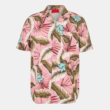 HUGO BOSS Men's Ellino Short-Sleeve Patterned Shirt - Pastel Pink