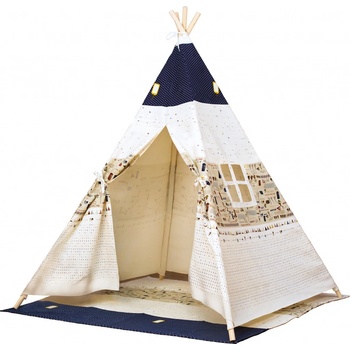 Bino stan TeePee béžovo modrý