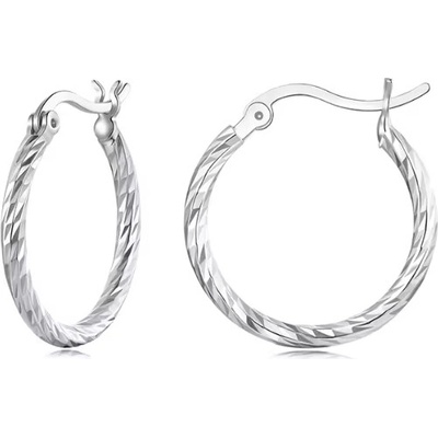 For Silver Stříbrné kruhové náušnice s krouceným designem - Stříbro 925