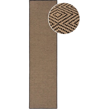 Flair Rugs Черно-естествена ютена пътека за стълби 60x800 cm Diamond - Flair Rugs (503119375817)