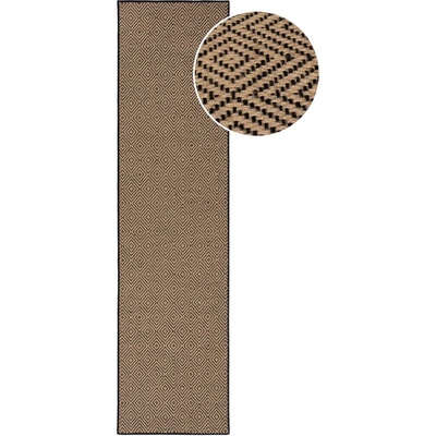 Flair Rugs Черно-естествена ютена пътека за стълби 60x800 cm Diamond - Flair Rugs (503119375817)