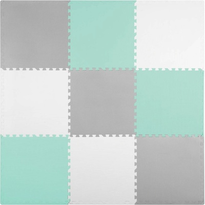 Ricokids šedo-tyrkysová pěnová puzzle podložka 180x180 cm s 9 kusy pro děti