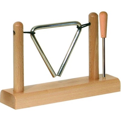 Koncertný Triangel 10 cm oceľ bukový stojan