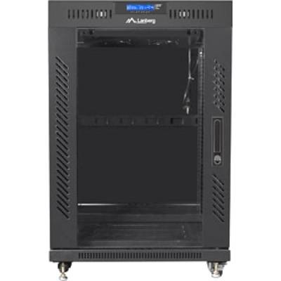 Lanberg rack cabinet 19" free-standing 15U/600x600 (flat pack) with glass door lcd black v2 (FF01-6615-12BL)