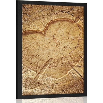 Plakát vyřezané srdce na pařezu - 30x45 white
