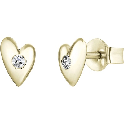 Tiami náušnice ze žlutého zlata s diamantem Cute Heart ECHY22001