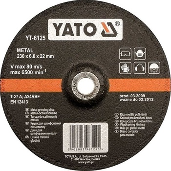 Yato Kotouč na kov 125 x 22 x 6,0 mm YT-6124