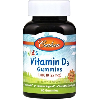 Carlson Labs Kid's Vitamin D3 Gummies 1000 IU [60 желирани бонбони] Плодов Пунш