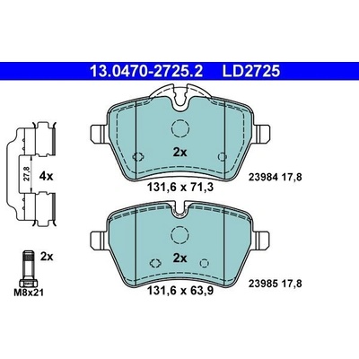 Sada brzdových platničiek kotúčovej brzdy ATE Ceramic 13.0470-2725.2