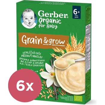 Gerber Organic bezmliečna s príchuťou vanilky 6 x 200 g​