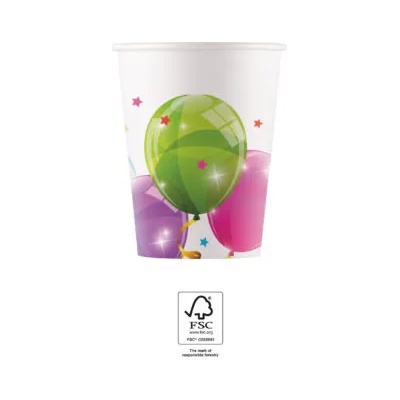 Procos Качествени компостируеми чаши - Блестящи балони 8 бр