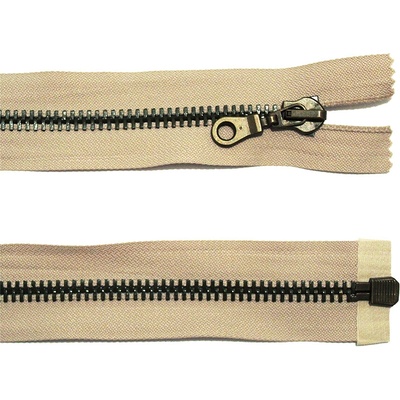 Kovový zip no.8 rozepínací 80cm béžový (staromosazné zoubky) silný zip