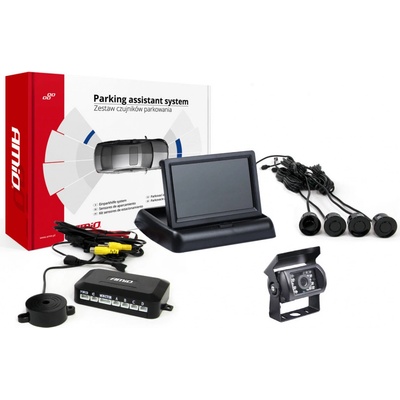 AMiO Sada asistentů parkování 4 senzory černé TFT02 4,3 `s kamerou night vision CAM-501-IR