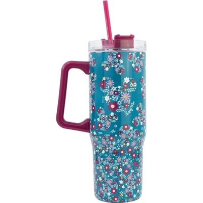 Disney termohrnek Disney Mickey Mouse z nerezové oceli s brčkem a držadlem 940 ml