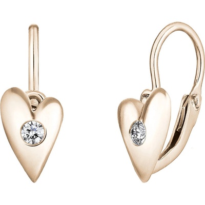 Tiami dětské náušnice z růžového zlata s diamantem Cute Heart ECHDP2203