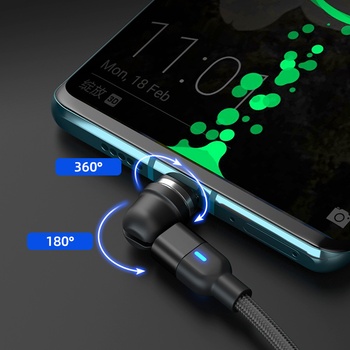 Platinium Magnetický nabíjací a dátový otočný 2 m čierny NYL599