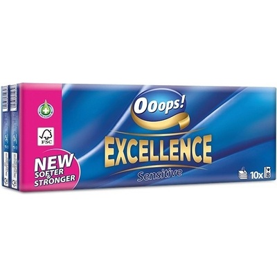 OOOPS! Excellence Sensitive papierové vreckovky 4-vrstvové 10x8ks