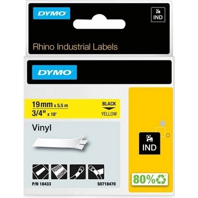 Páska Dymo 19mm x 5,5m, černý tisk/žlutý podklad, 18433, S0718470