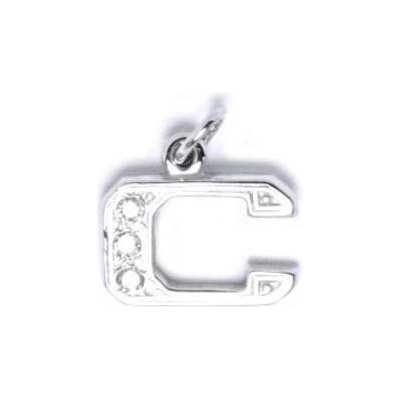 Šperky4U Stříbrný přívěšek písmeno se zirkony iniciála C CS3426 C