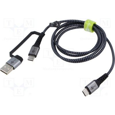 Goobay 70277 USB 2.0, USB A vidlice,USB C zástrčka 2x, 1m, černo-šedý