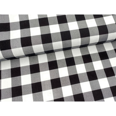 Mirtex Látka FLANEL 165/K5 Kostky velké černo-bílé šíře 150cm Zbytková metráž